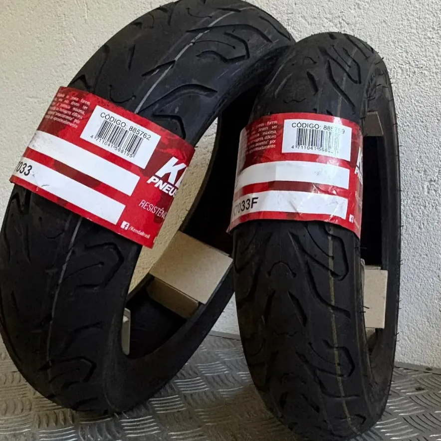 Par Pneu Scooter Burgman 100/90-10 + 90/90-10 Kenda K7033 Dianteiro e Traseiro