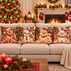Capa para Almofada Natal 42x42 Dupla Face Decoração Natalina Papai Noel