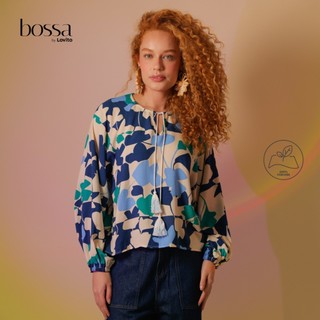 Lovito Bossa l Blusa Feminina Bata Viscose Manga Comprida com detalhe de Tassel BLB16671697