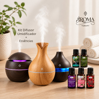 Umidificador De Ar + 3 Essências Aromaterapy Difusor Modelo 200ml | Essências 20ml Original