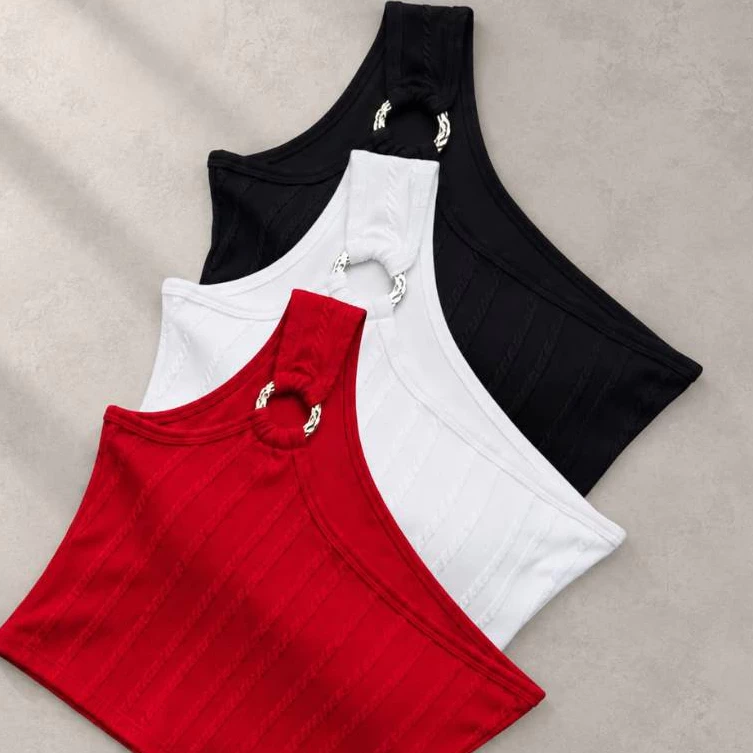 Croppeds Top Faixa Tubinho Blusinha Femenino Mula Manga Com Bojo E Argolha.Excelente Elasticidade — imagem 1