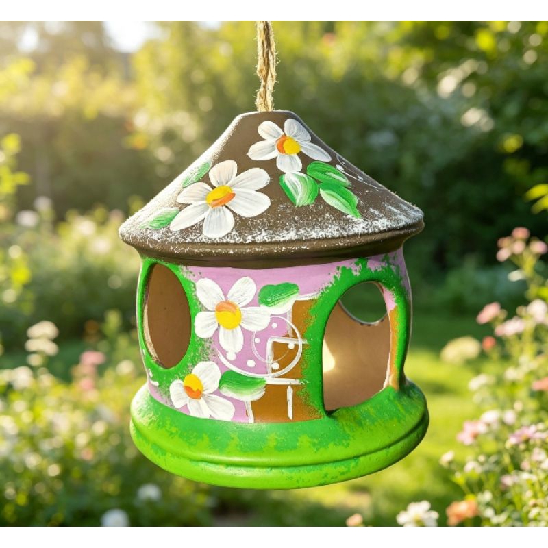 Casinha de passarinho Decoração jardim Casa (cerâmica)
