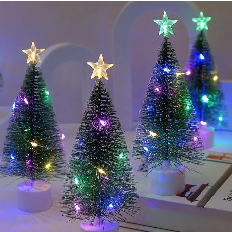 Kit Com 1/2/3 Unidades Árvore De Natal De Mesa Mini Artificial Com LED Luz 2027-STARYE