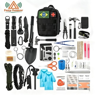 Festa Mochila Emergência 180 Itens Kit Primeiros Socorros Trekking