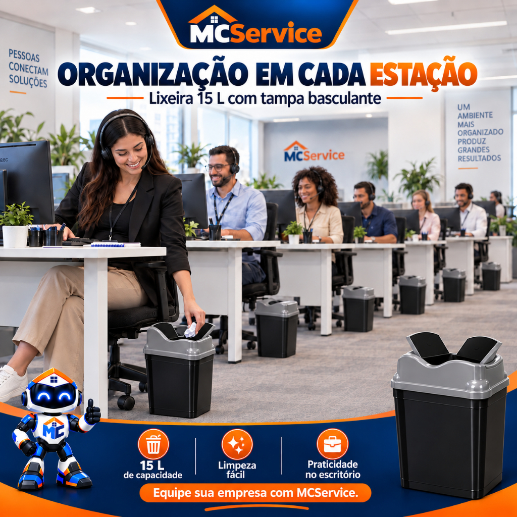 Lixeira Basculante 15 Litros Plástico Resistente Cozinha Banheiro