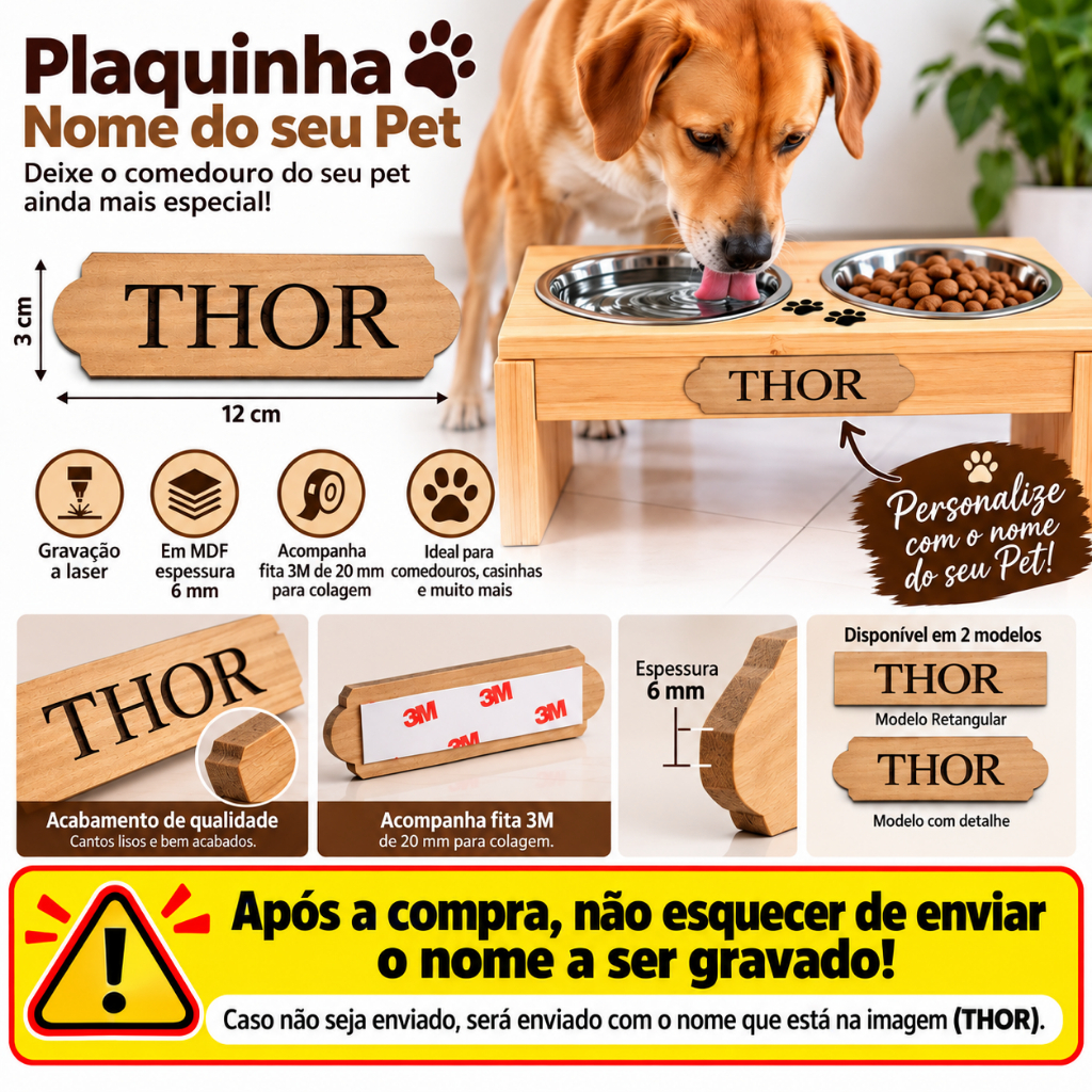 Placa Personalizada Com O Nome Do Seu Pet Cachorro Gato
