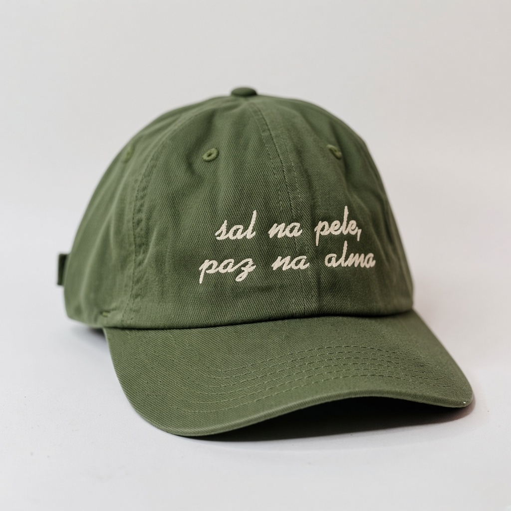 Boné Baseball Aba Curva Sal na Pele Paz na Alma | Dad Hat Unissex Verão Praia Frase | 5 Cores