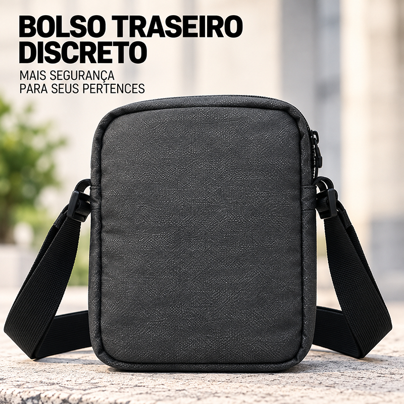 Shoulder Bag Ozil Bolsa Transversal Masculina Unissex Preta Pequena Compacta 1,5L · foto 2