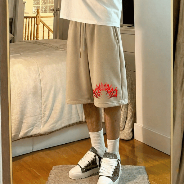 Bermuda Masculina Baggy Moletom Estampada Oversized Streetwear Algodão Confortável Cós Elástico Casual Urbana Premium