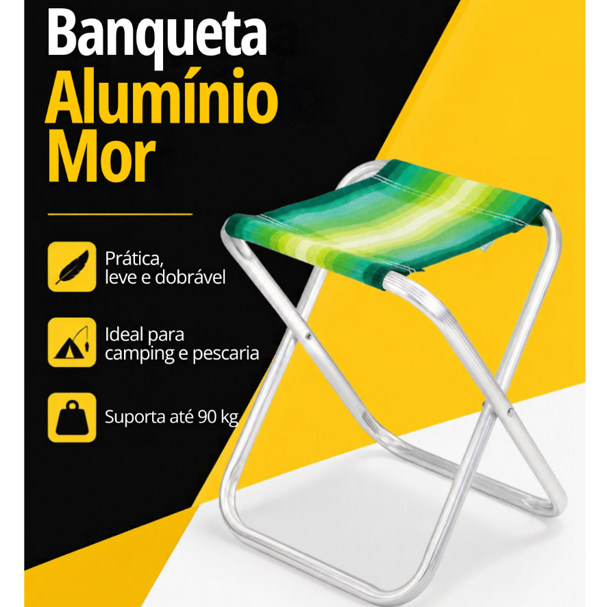 Banqueta Dobrável Mor Alumínio - Leve, Compacta e Resistente para Camping e Pesca