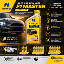 Kit 2, 3, 4 ou 6 Litros Óleo Motor 5w30 Ipiranga F1 Master Sintético API Flex Gasolina HB20 Onix Corolla Civic Argo