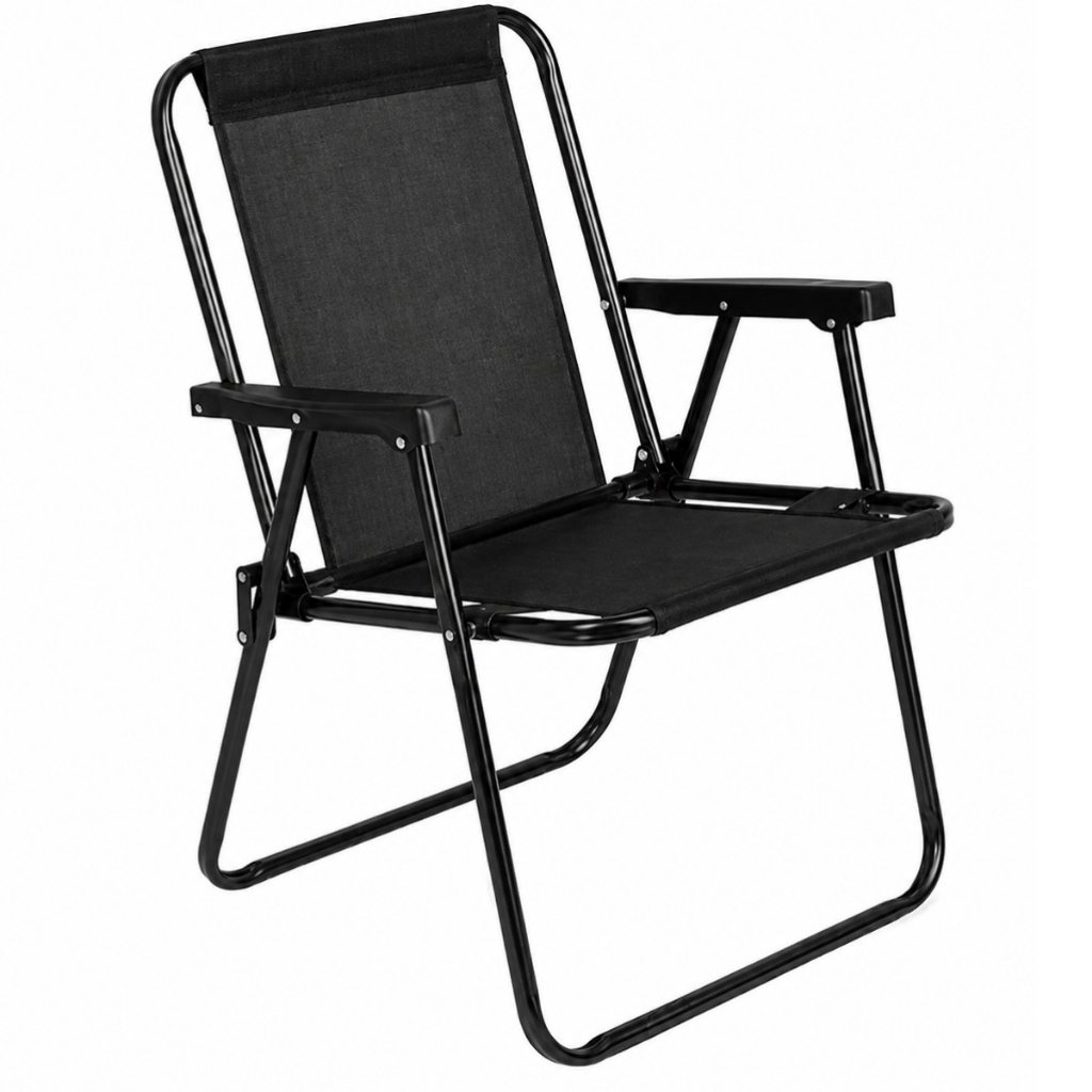 Cadeira de Praia Camping Dobrável em Aço Carbono com Tecido Oxford 600D