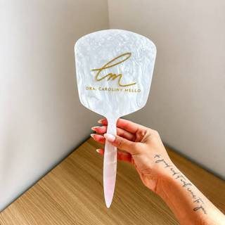 ESPELHO de mão de VIDRO GLOW personalizado acrilico para consultorio estudio clínica design
