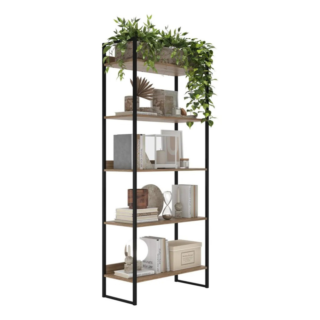 Livreiro Industrial 189cm Estante Rack 5 Prateleiras Escritório Quarto Multiuso Organizador Premium