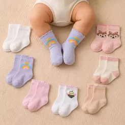 Meia Bebe Kit 7 Pares Meia Todo dia RN 13 ao 18 Infantil menino menina unissex