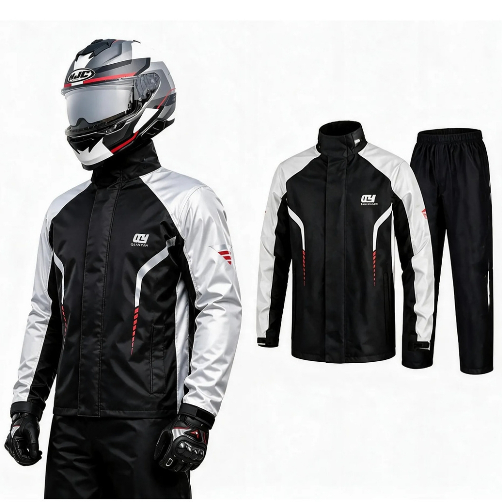 Capa de Chuva para Moto Impermeável com Faixa Refletiva Conjunto Motociclista