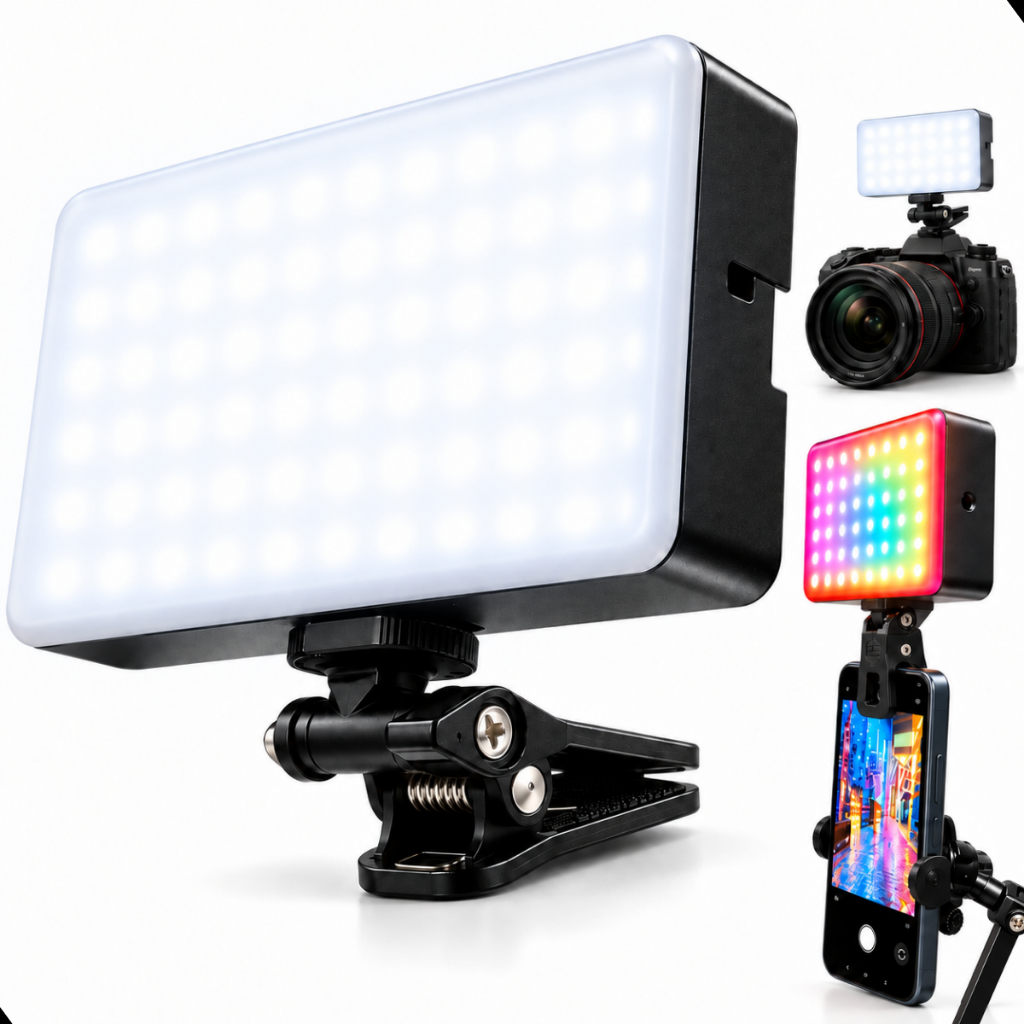 Ring Light Luz LED Portátil para Celular 3 Tons RGB Recarregável Selfie Fotos Vídeos Lives e Maquiagem