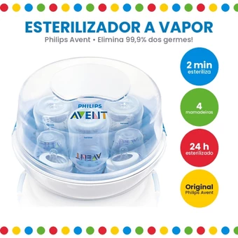 Esterilizador a Vapor de Micro-ondas para Mamadeiras - cor Azul - Philips Avent /SCF281/02