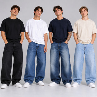 Calça Jeans Masculina Baggy 100% Algodão Premium Streetwear Confortável