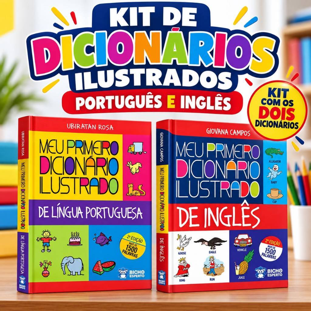 Meu Primeiro Dicionário Ilustrado e Colorido  Português ou  Inglês Variação Kit ou Avulso