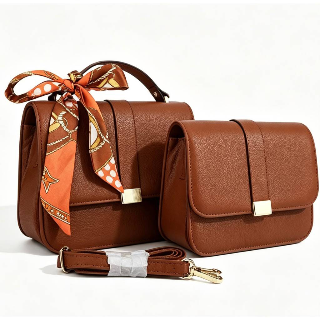 Kit 2 Bolsa Feminina Com Laço Em Couro Bolsas Transversal De Ombro Novo Estilo Alta Qualidade