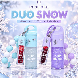 Kit Duo Snow Gloss Lip Tint com Pulseira Mia Make Coleção Inverno Cores Azul ou Lilás