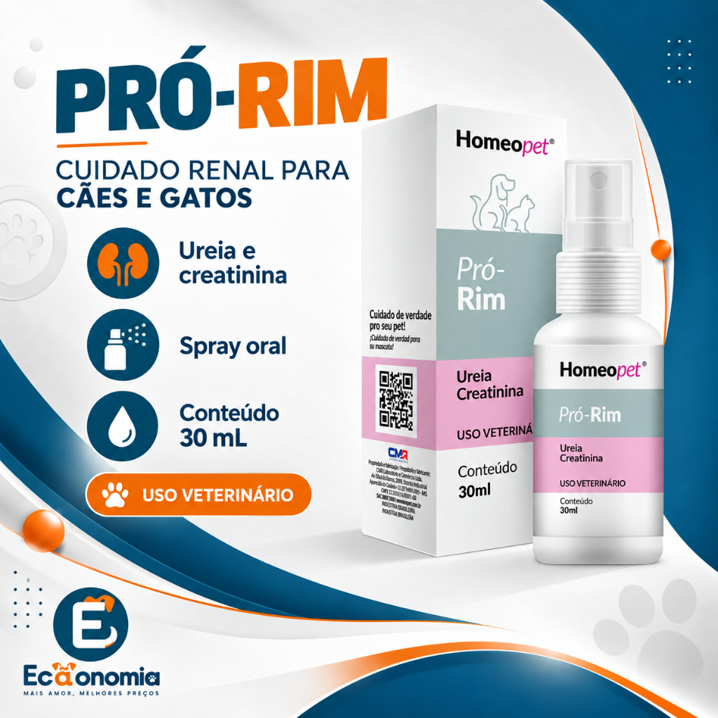 Pro Rim 30ml Homeopet Original Suplemento para Cães e Gatos Pro-Rim