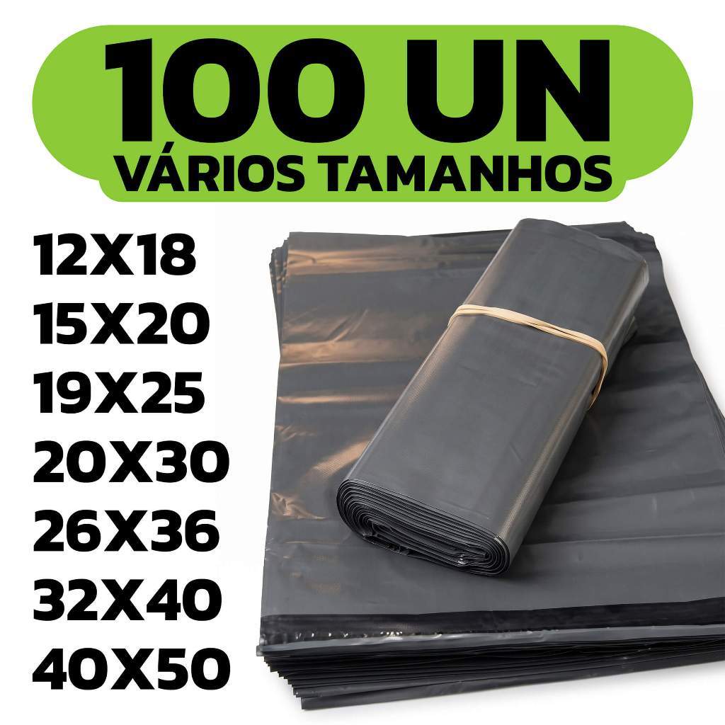 Kit 100 Envelopes de Segurança Ecológico Cinza | Embalagem Saco Envios Correios com Lacre