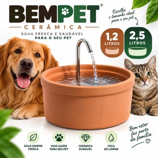 Fonte Bebedouro Premium para Gatos e Cães de Barro - BemPet