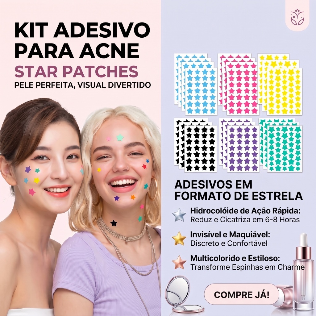 Kit Hidrocolóide Acne Para Rosto Contra Espinha Adesivos Para Tratamento Cuidados Essencial Com A Pele - Cores Sortidas