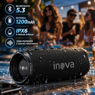 INOVA Caixa De Som Bluetooth 8W TWS Caixinha Portátil IPX6 Som Estéreo Graves Intensos Se…