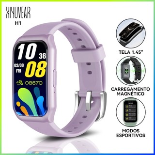 Smartwatch XiYuVear H1 Tela 1.45" Chamada Bluetooth Monitor Cardíaco Sono Notificações Relógio Inteligente Android iOS