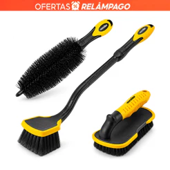 Kit Escovas de Limpeza Automotiva Vonder (Tapetes + Furo de Rodas + Caixa de Rodas)