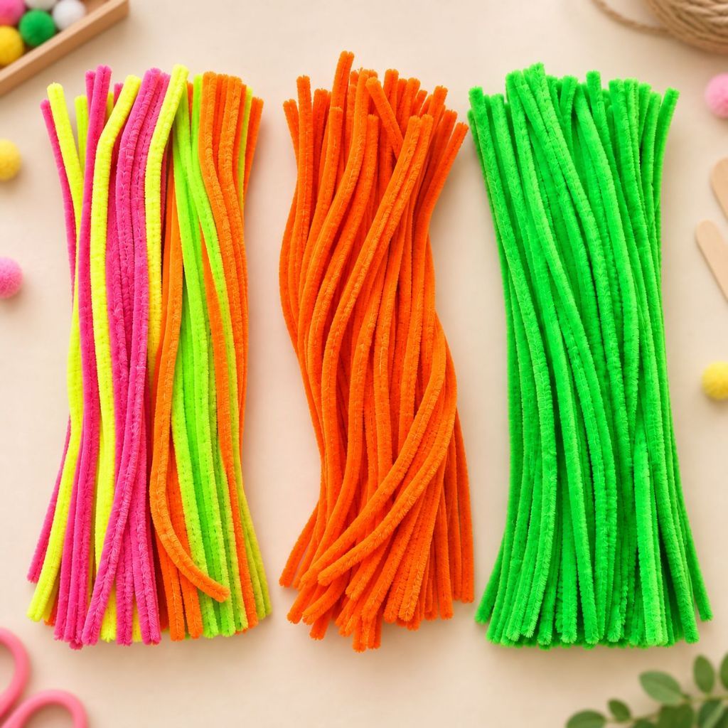 Haste de Chenille Limpador De Cachimbo - 30cm - Cores Neon - 100/200 unidades | Artesanato, DIY, Cabelo Maluco, Felpudo