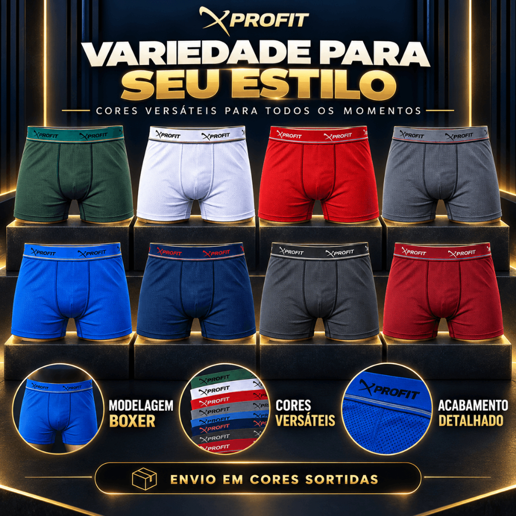 Kit 10 Cuecas Boxer de ALGODÃO Adulta Cueca Box
