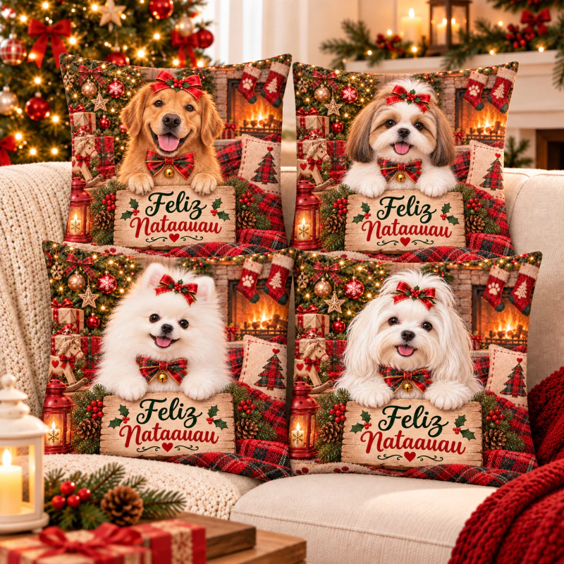 Capa Almofada Natal PET 42x42 Animais Fofos Decoração Natalina — imagem 1