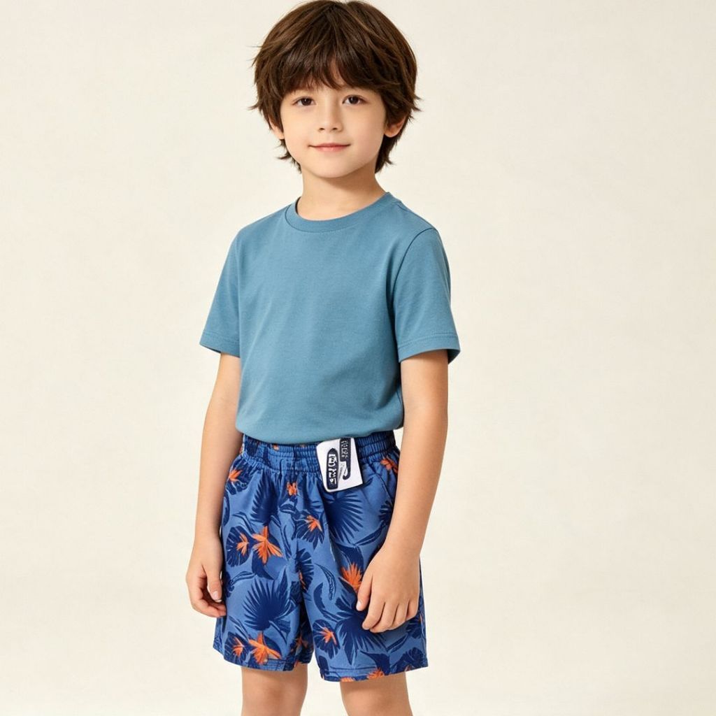 Kit 03 Bermuda de Elástico Menino Infantil e Juvenil Masculina Estampado Praia
