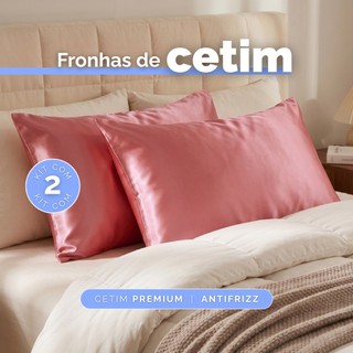 Par De Fronha Cetim Antifrizz 100% Brilho Cabelo 50x70 Com Zíper