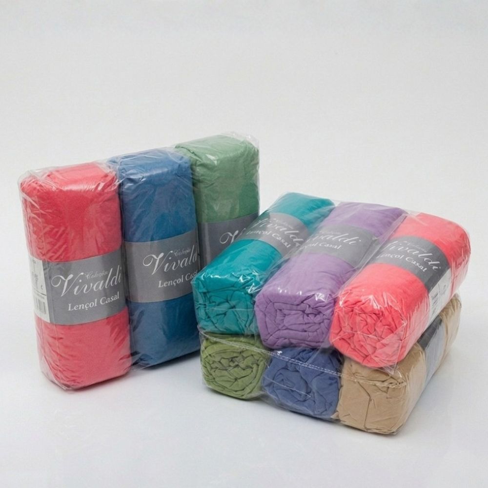 Kit Atacado 3 e 6 Lençóis de Elástico Malha 100% Algodão Vivaldi Cama Solteiro Casal Queen King