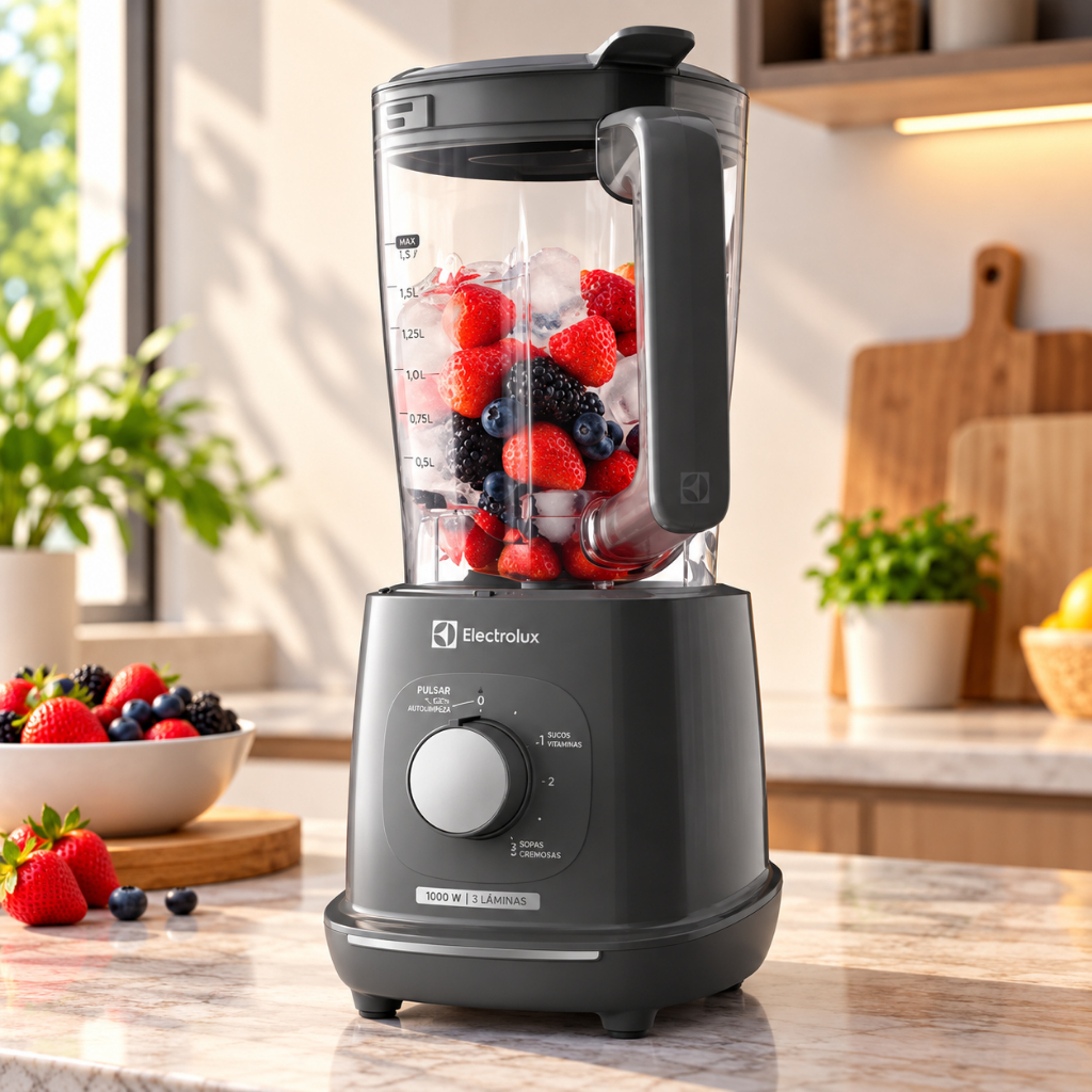 Liquidificador Electrolux 1000W 2.7L Efficient TriForce 5 Velocidades Cinza (EBL1000)