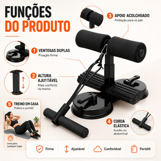Aparelho Abdominal Ventosa Unissex Fitness Auxiliar Equipamento Treino em Casa Dispositivo Pé Fixo