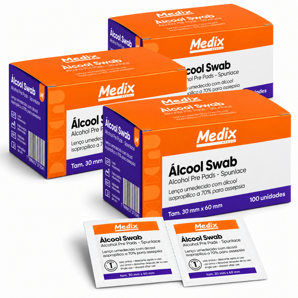 Alcool Swab 70% Medix Lenço Assepsia 400un 30x60mm