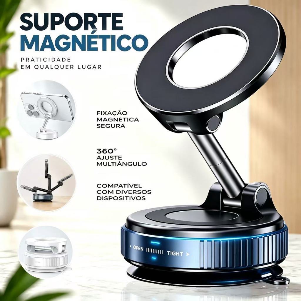 Suporte Magnético Forte Para Telefone Carro 360 ° Design Dobrável Vácuo Ajustável/Mesa/Uso Universal