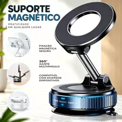 Suporte Magnético Forte Para Telefone Carro 360 ° Design Dobrável Vácuo Ajustável/Mesa/Uso Universal