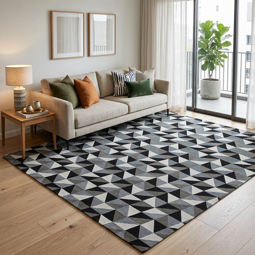 Tapete Antiderrapante Jacquard 2 X 1,40  Geométrico Moderno Quarto Sala Escritório Lavável