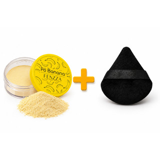 Pó Banana Facial Translúcido Finalizador Solto Efeito Matte Fixador Fenzza Makeup Esponja Triângulo para maquiagem