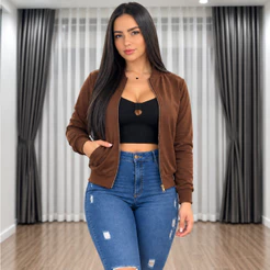Chaqueta Suplex Felpado Basico Casual Inverno Para Frio Novidade