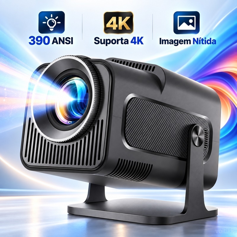 Projetor HY320 1080P Full HD 4K Suporte • Android 11 • Wi-Fi 6 Bluetooth 5.0 • 180° Rotação • 360 Orbitta