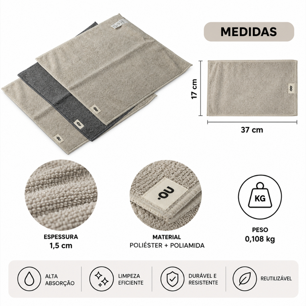 Panos Para Limpeza em Microfibra Ou 3 Unidades Linha Flow -PMW100MESC · foto 2