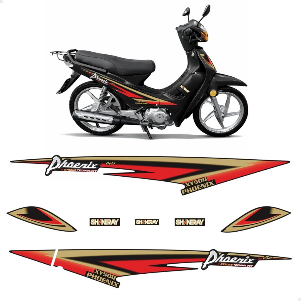 Kit Adesivos Para Shineray Phoenix Xy50q Gold Moto Preta
